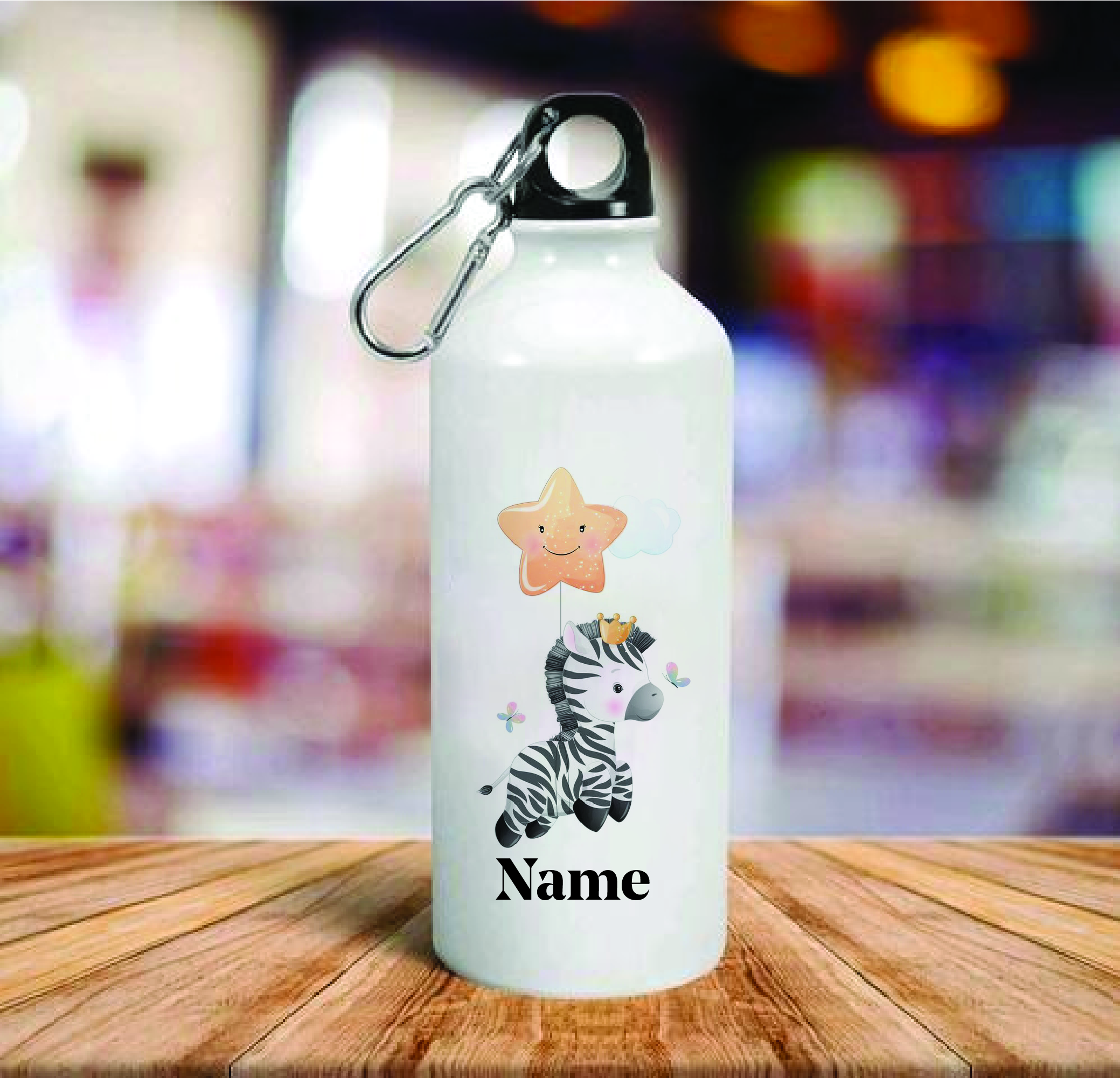 Personalised Cute Zebra Aluminum Water Bottle for Kids